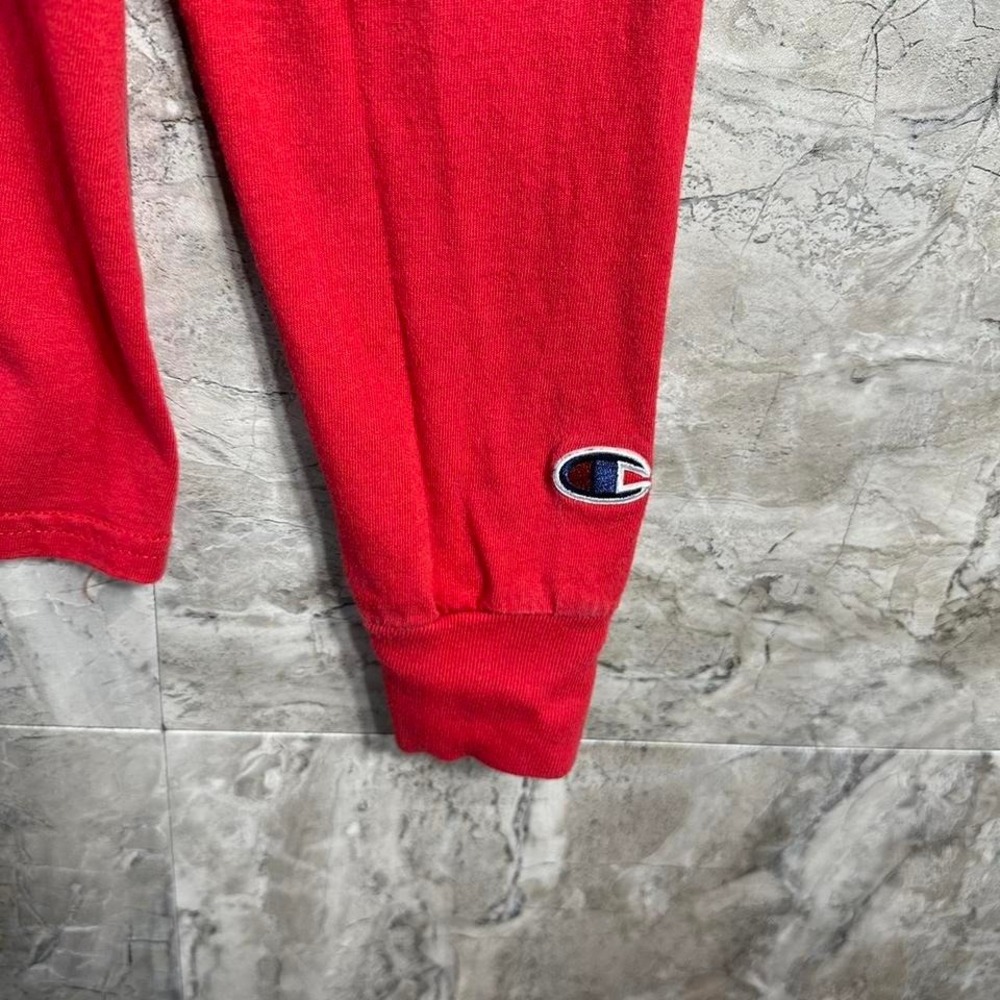 Champion red long sleeve shirt with white logo Mens Size Small #champion spring - Picture 3 of 8
